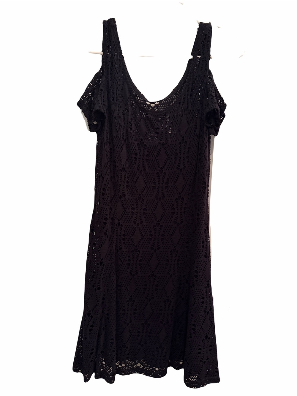Free People Black Crochet One-Shoulder Swing Dress